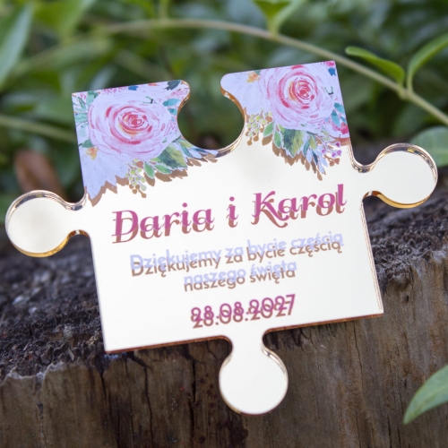 Magnes puzzel personalizowany podziękowanie ślubne dla gości