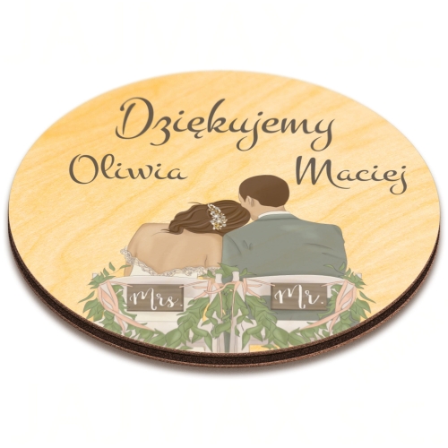 MAGNES KOŁO prezenty dla gości ślub wesele nadruk