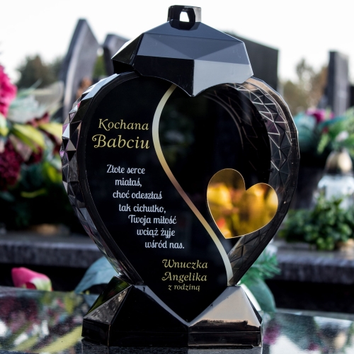 Znicz LED serce z grawerem dekoracja na groby dla Babci Dziadków