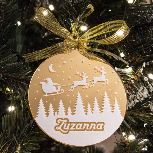 Personalizowana bombka świąteczna z imieniem – złota lub srebrna