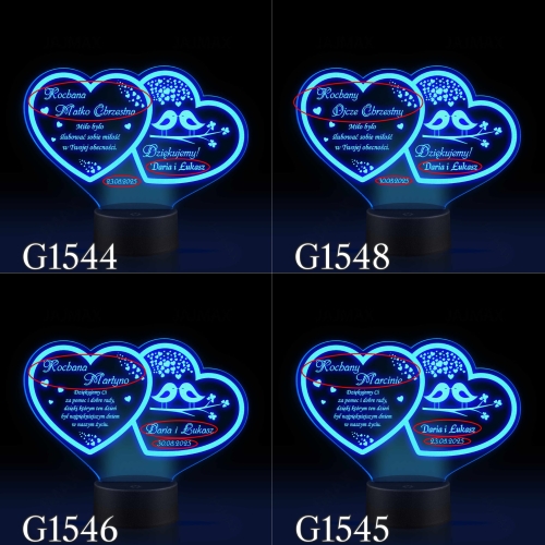 STATUETKA LED DWA SERCA podziękowanie dla rodziców ślub wesele