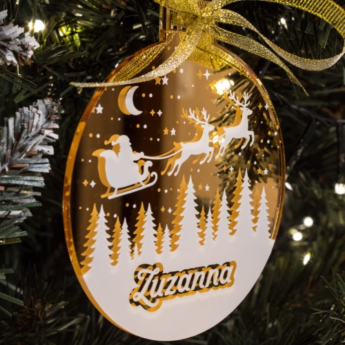 Personalizowana bombka świąteczna z imieniem – złota lub srebrna