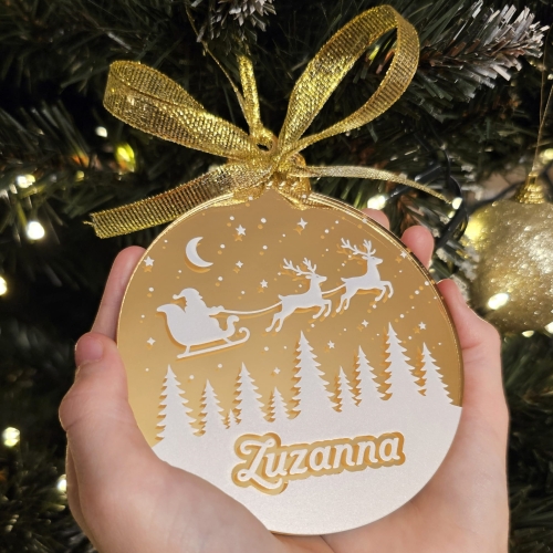 Personalizowana bombka świąteczna z imieniem – złota lub srebrna