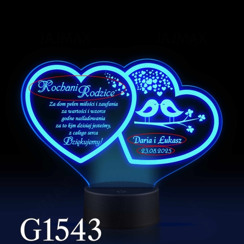 STATUETKA LED DWA SERCA podziękowanie dla rodziców ślub wesele