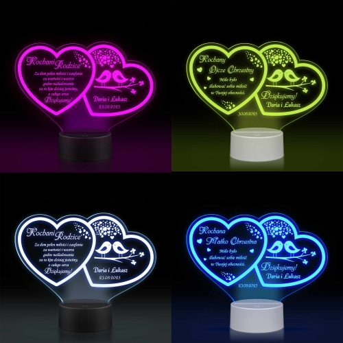 STATUETKA LED DWA SERCA podziękowanie dla rodziców ślub wesele
