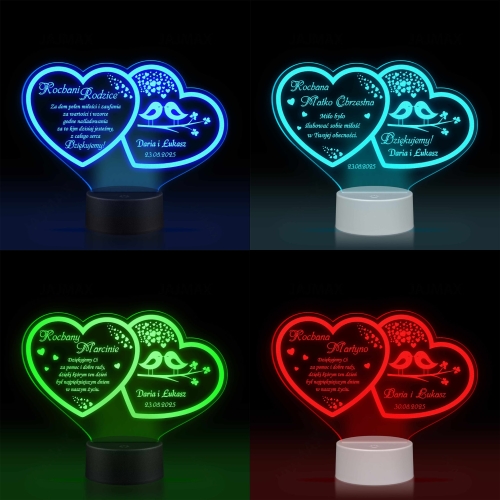 STATUETKA LED DWA SERCA podziękowanie dla rodziców ślub wesele