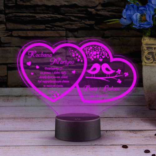 STATUETKA LED DWA SERCA podziękowanie dla rodziców ślub wesele