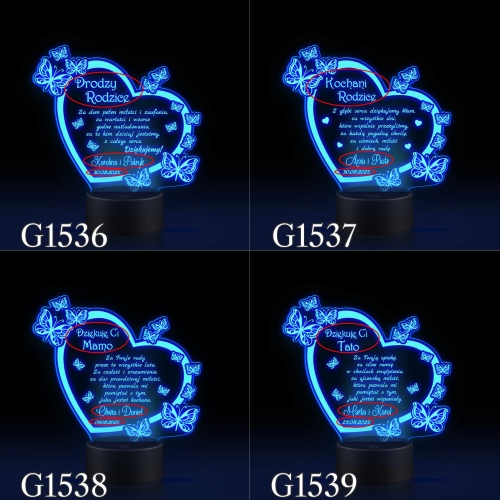 STATUETKA LED MOTYLE podziękowanie dla mamy wesele ślub grawer