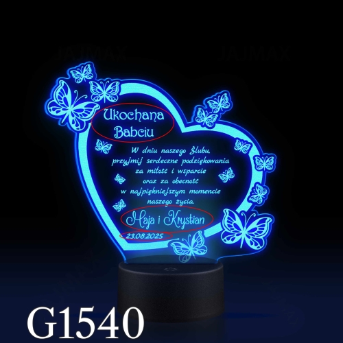 STATUETKA LED MOTYLE podziękowanie dla mamy wesele ślub grawer