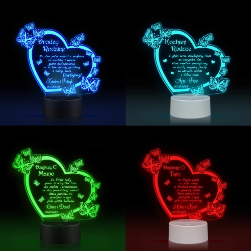 STATUETKA LED MOTYLE podziękowanie dla mamy wesele ślub grawer