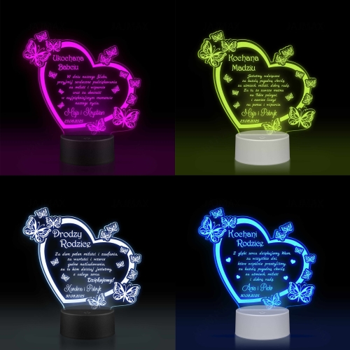 STATUETKA LED MOTYLE podziękowanie dla mamy wesele ślub grawer