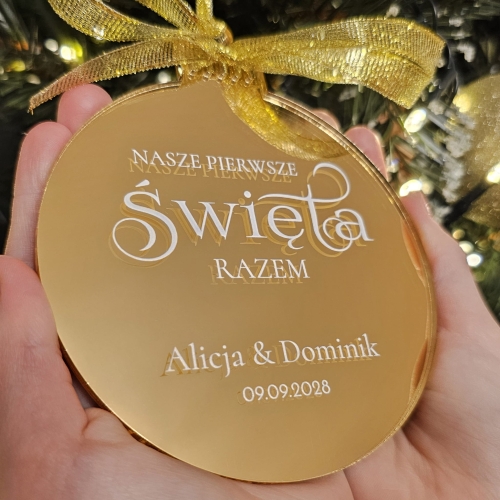Bombka na pierwsze wspólne święta – pamiątka z imionami i datą
