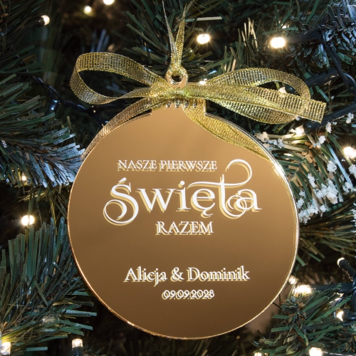 Bombka na pierwsze wspólne święta – pamiątka z imionami i datą