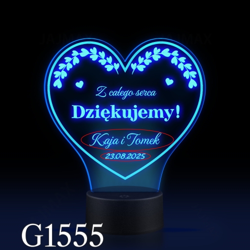 STATUETKA LED SERCE podziękowania dla chrzestnych ślub wesele