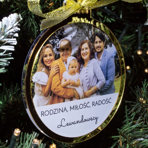 Rodzinna bombka na choinkę ze zdjęciem – personalizowana ozdoba 