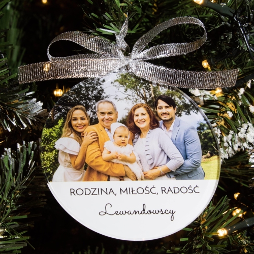 Rodzinna bombka na choinkę ze zdjęciem – personalizowana ozdoba 