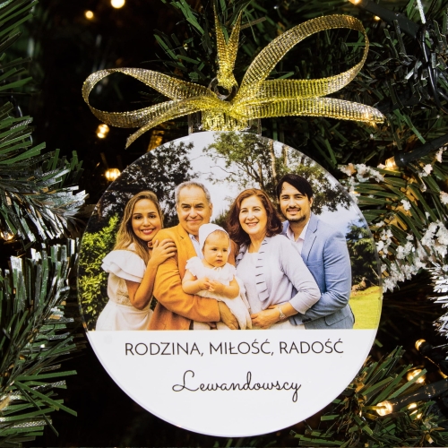 Rodzinna bombka na choinkę ze zdjęciem – personalizowana ozdoba 