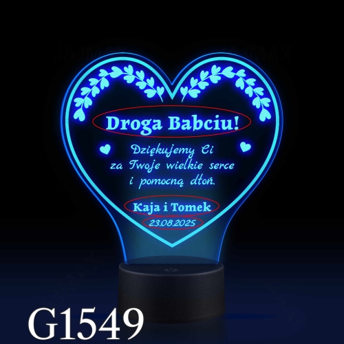 STATUETKA LED SERCE podziękowania dla chrzestnych ślub wesele