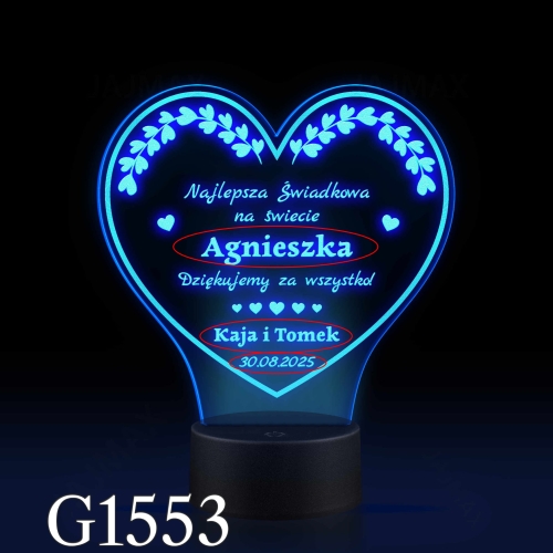 STATUETKA LED SERCE podziękowania dla chrzestnych ślub wesele