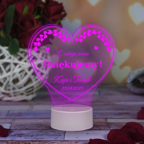 STATUETKA LED SERCE podziękowania dla chrzestnych ślub wesele
