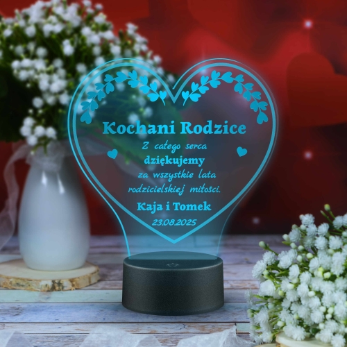 STATUETKA LED SERCE podziękowania dla chrzestnych ślub wesele
