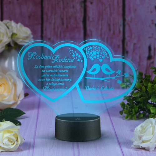 STATUETKA LED DWA SERCA podziękowanie dla rodziców ślub wesele