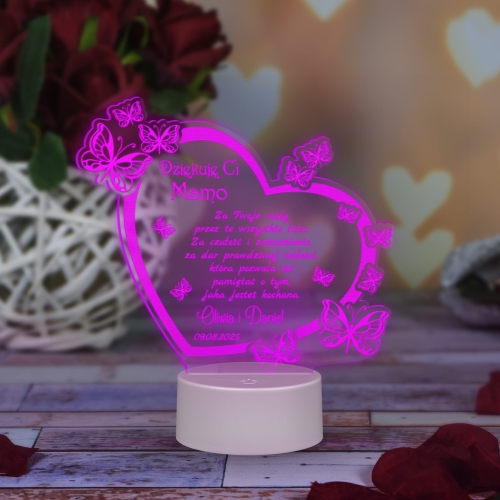 STATUETKA LED MOTYLE podziękowanie dla mamy wesele ślub grawer