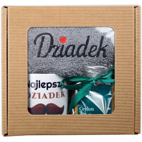 Herbata haftowany ręcznik kubek ZESTAW DLA DZIADKA PREZENT