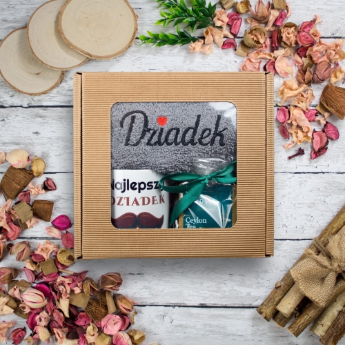 Herbata haftowany ręcznik kubek ZESTAW DLA DZIADKA PREZENT