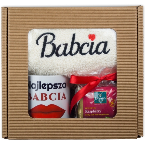 zestaw prezentowy na Dzień Babci KUBEK HERBATA I RĘCZNIK DLA BABCI 