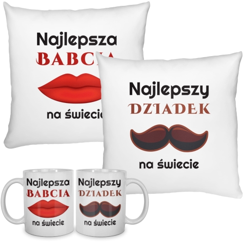 Kubek i poduszka na Dzien Babci elegancki prezent dla dziadków