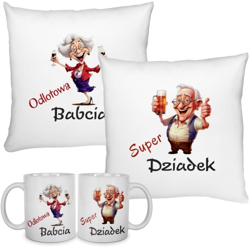 Poduszka i kubek dla babci prezenty na Dzień Babci i Dziadka
