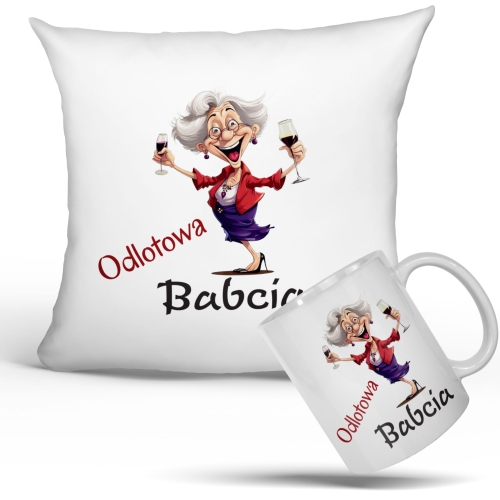 Kubek Dzien Babci i poduszka zestaw prezentowy 21 stycznia