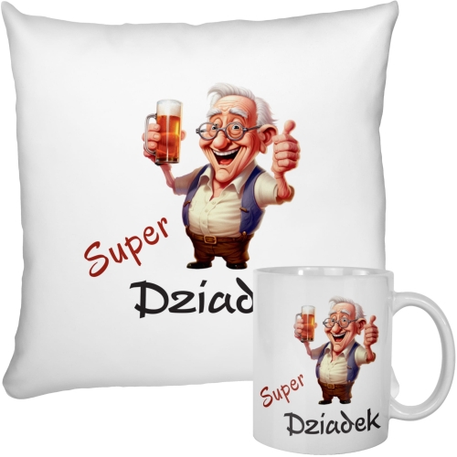 Kubek Dzien Dziadka i poduszka zestaw prezentowy 22 stycznia