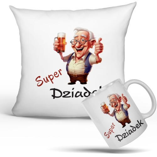 Kubek Dzien Dziadka i poduszka zestaw prezentowy 22 stycznia