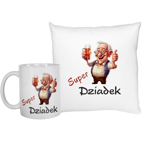 Kubek Dzien Dziadka i poduszka zestaw prezentowy 22 stycznia