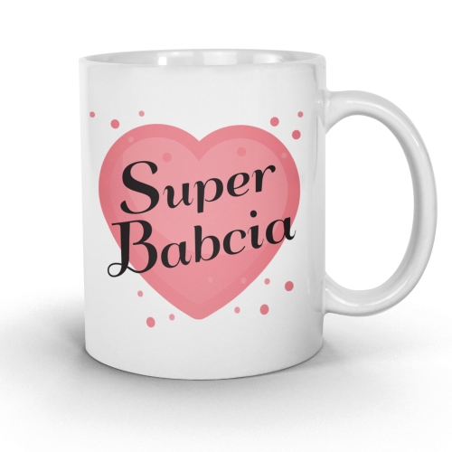 Poduszka na Dzień Babci z kubkiem SUPER BABCIA prezent 