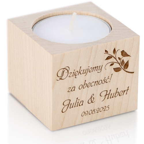 Świecznik PODZIĘKOWANIA DLA GOŚCI na ślub wesele grawer