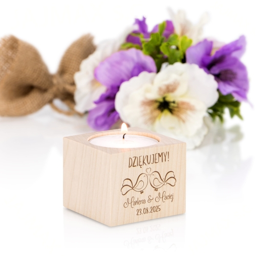 Świecznik PODZIĘKOWANIA DLA GOŚCI na ślub wesele grawer