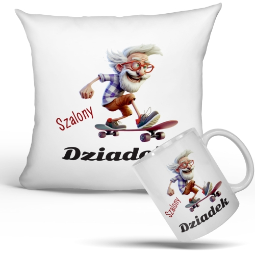 Kubek na dzien dziadka z poduszka klasyczny zestaw