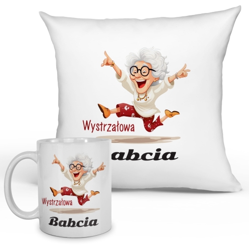 Zestaw kubek i poduszka na Dzień Babci i Dziadka upominek