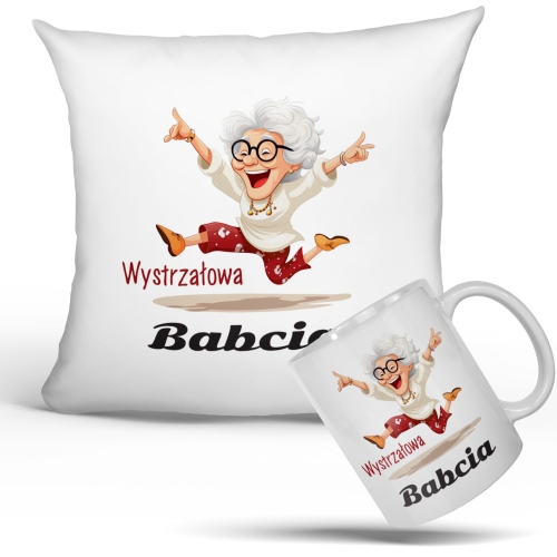 Zestaw kubek i poduszka na Dzień Babci i Dziadka upominek