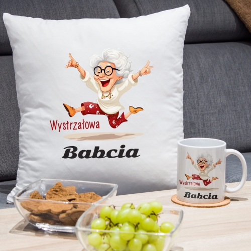Zestaw kubek i poduszka na Dzień Babci i Dziadka upominek