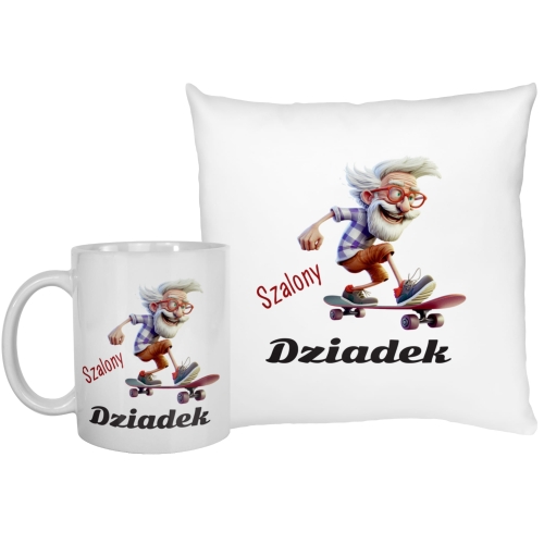 Zestaw kubek i poduszka na Dzień Babci i Dziadka upominek
