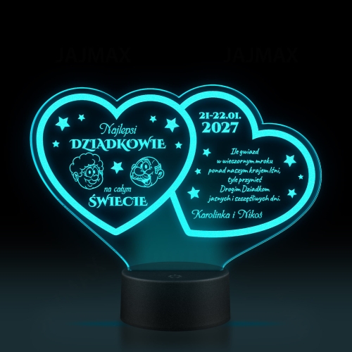 Statuetka LED dwa serca PREZENT DLA DZIADKÓW grawer