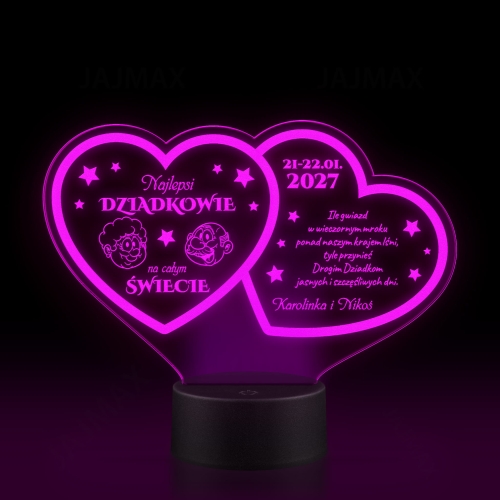 Statuetka LED dwa serca PREZENT DLA DZIADKÓW grawer