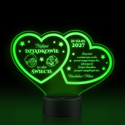 Statuetka LED dwa serca PREZENT DLA DZIADKÓW grawer