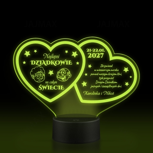 Statuetka LED dwa serca PREZENT DLA DZIADKÓW grawer