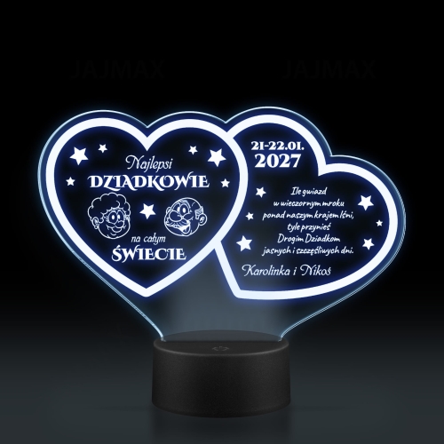 Statuetka LED dwa serca PREZENT DLA DZIADKÓW grawer