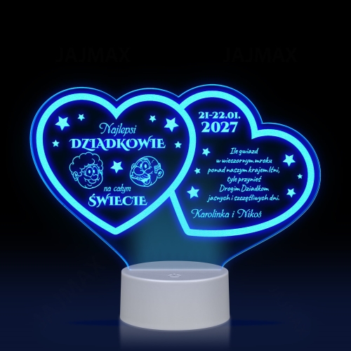 Statuetka LED dwa serca PREZENT DLA DZIADKÓW grawer